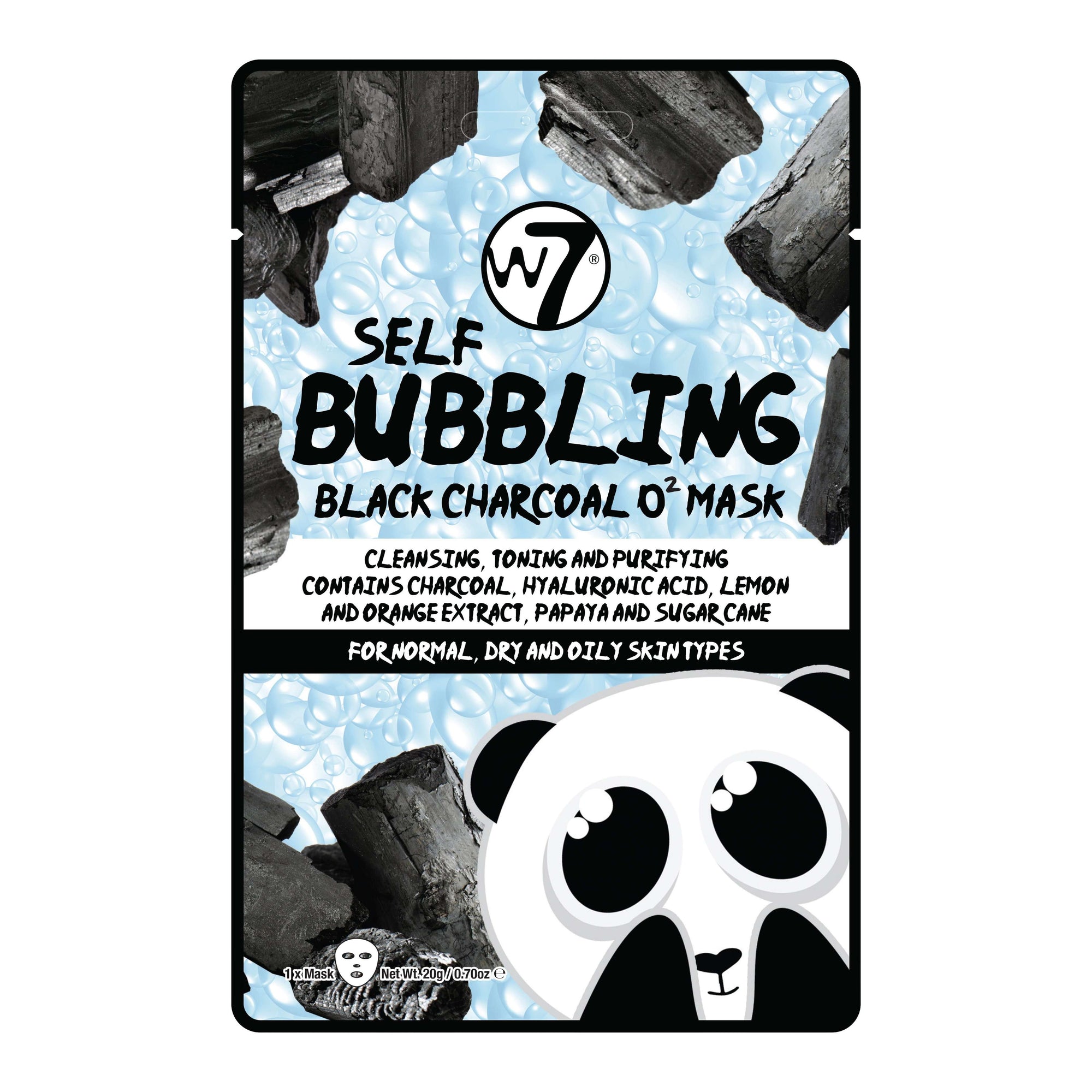W7 Self-Bubbling Black Charcoal o2 Sheet Mask